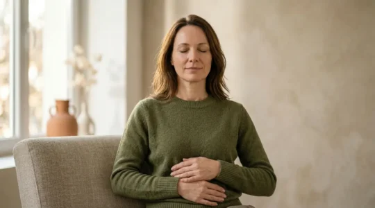 Personne dans un état de relaxation profonde symbolisant la paix intérieure retrouvée grâce à l'hypnose