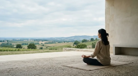 Personne méditant en pleine conscience dans un environnement serein et apaisant