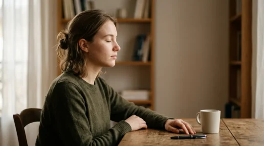 Étudiant en état de concentration profonde pendant une séance de révision pour examens