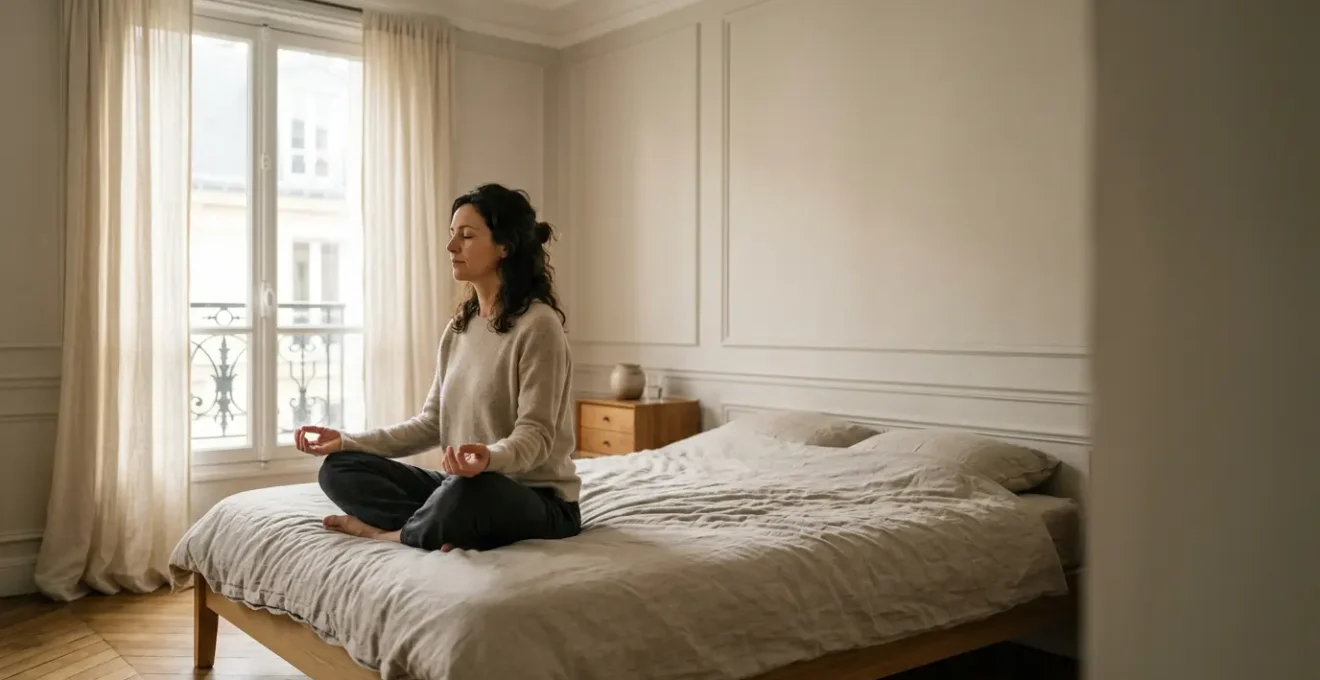 Personne sereine dans un environnement apaisant illustrant l'harmonie retrouvée grâce à l'hypnose