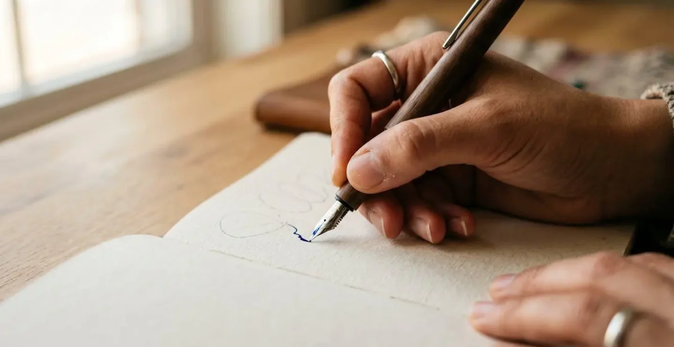 Gros plan sur la main d'un étudiant écrivant dans un journal de suivi de progression académique